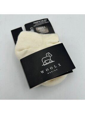 New WOOLX Merino Ivory Ankle Socks Size Small Men 3-6 Women 4-7